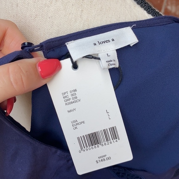 a loves a Navy Blue Ruffle Eyelet Mini Dress - Picture 7 of 8